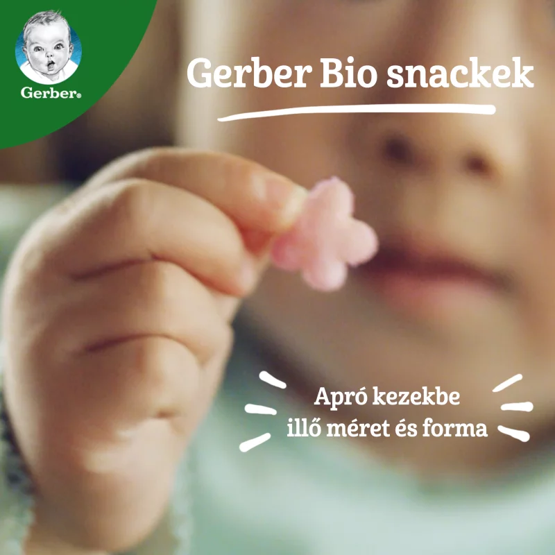 Gerber Organic banános és málnás bio gabonasnack 8 hónapos kortól 35 g