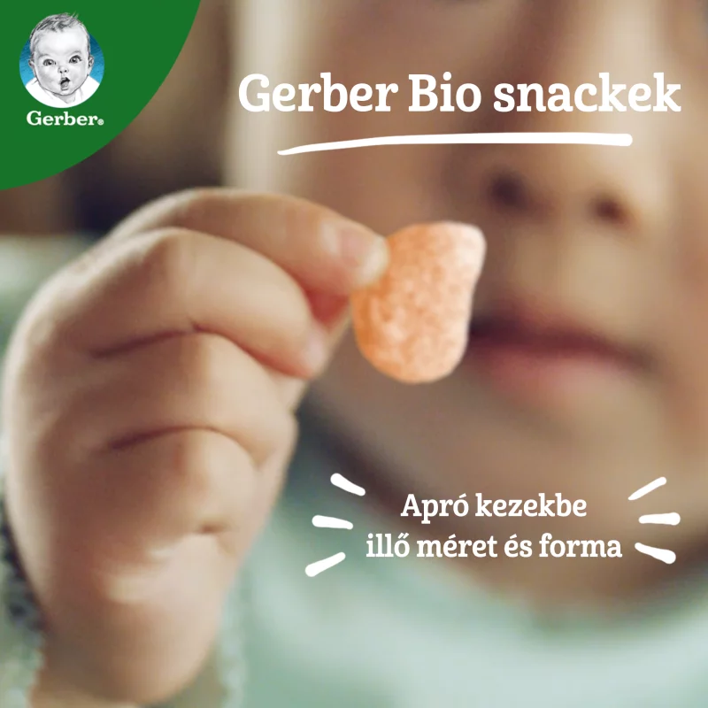 Gerber bio sárgarépás és narancsos bio búza- és zabsnack 10 hónapos kortól 35 g 