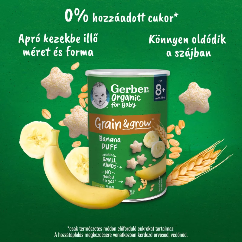Gerber Organic banános bio gabonasnack 8 hónapos kortól 35 g