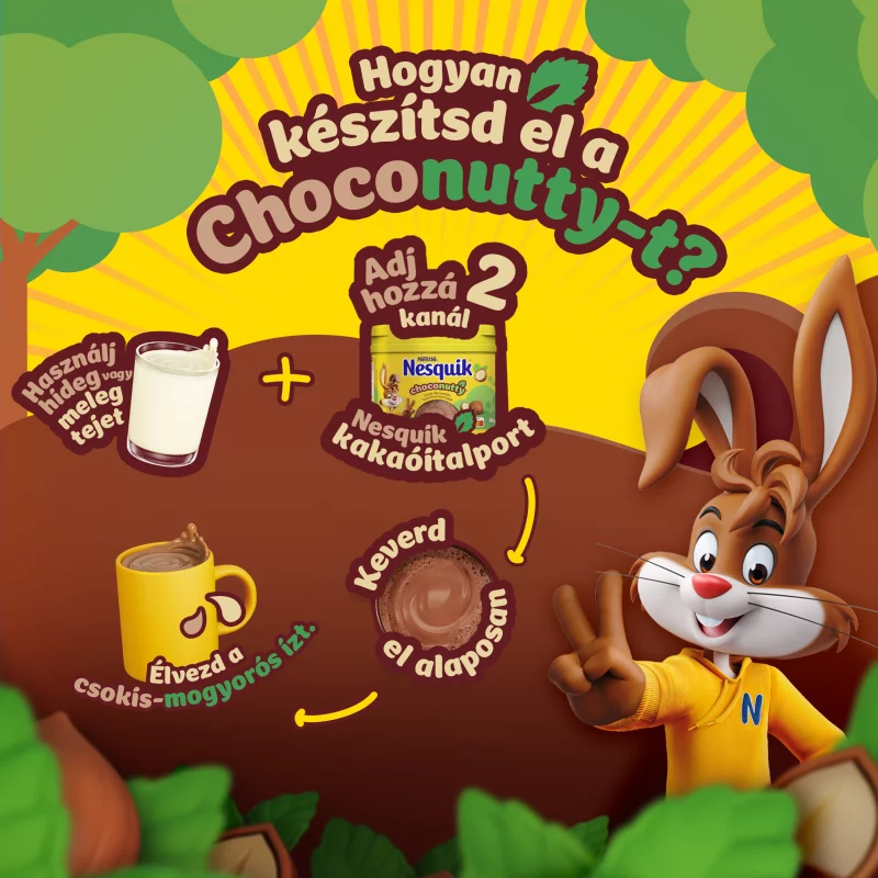 Nesquik csokis-mogyorós ízű instant cukrozott kakaóitalpor 350 g