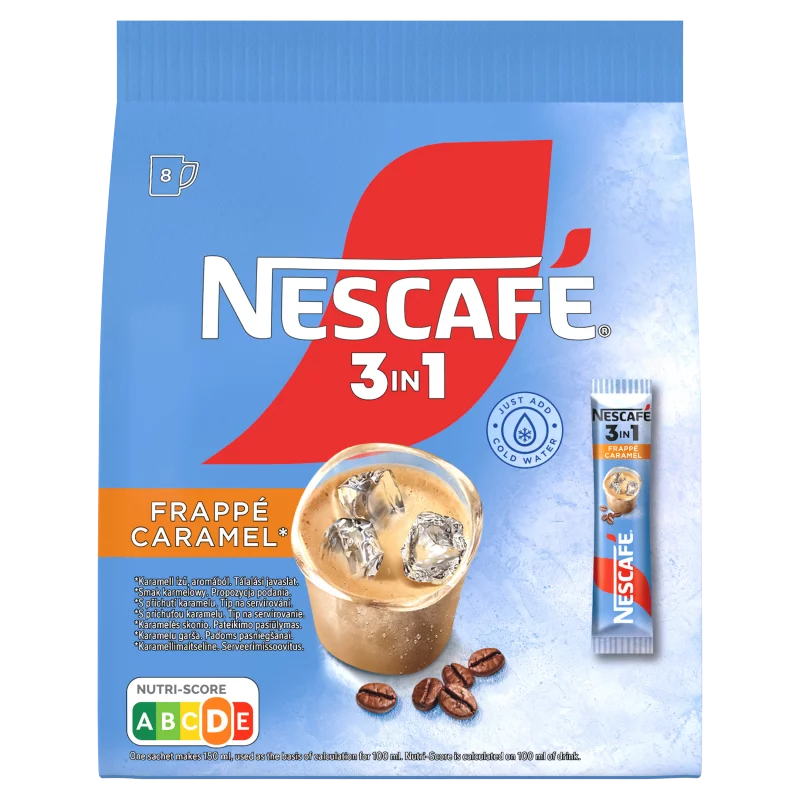 NESCAFÉ 3in1 Frappé karamell ízű azonnal oldódó kávéspecialitás 8 x 15 g (120 g)