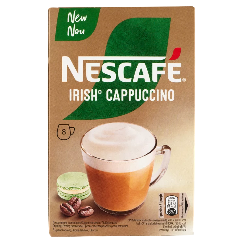 NESCAFÉ Irish Cappuccino likőr ízű azonnal oldódó kávéspecialitás 8 x 14 g (112 g)