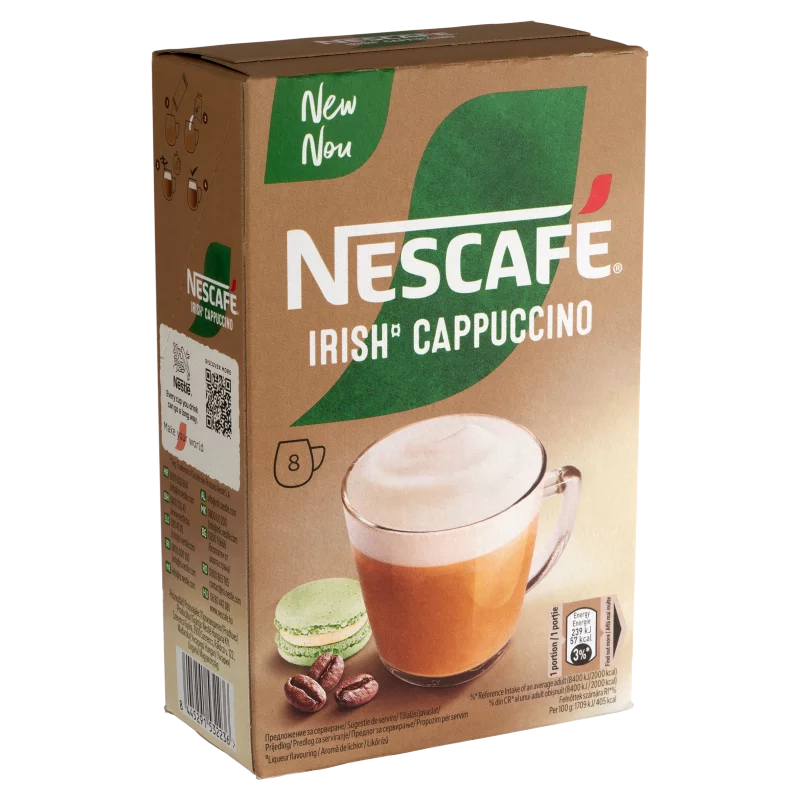 NESCAFÉ Irish Cappuccino likőr ízű azonnal oldódó kávéspecialitás 8 x 14 g (112 g)