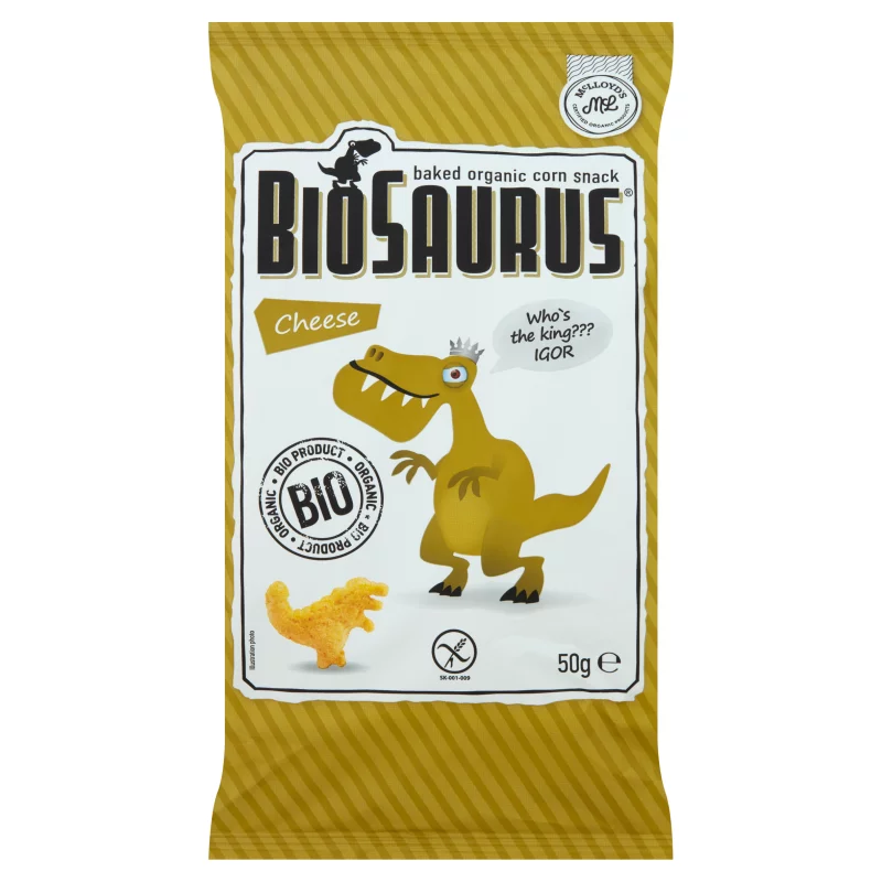 BioSaurus BIO sajtos ízű extrudált kukoricás snack 50 g