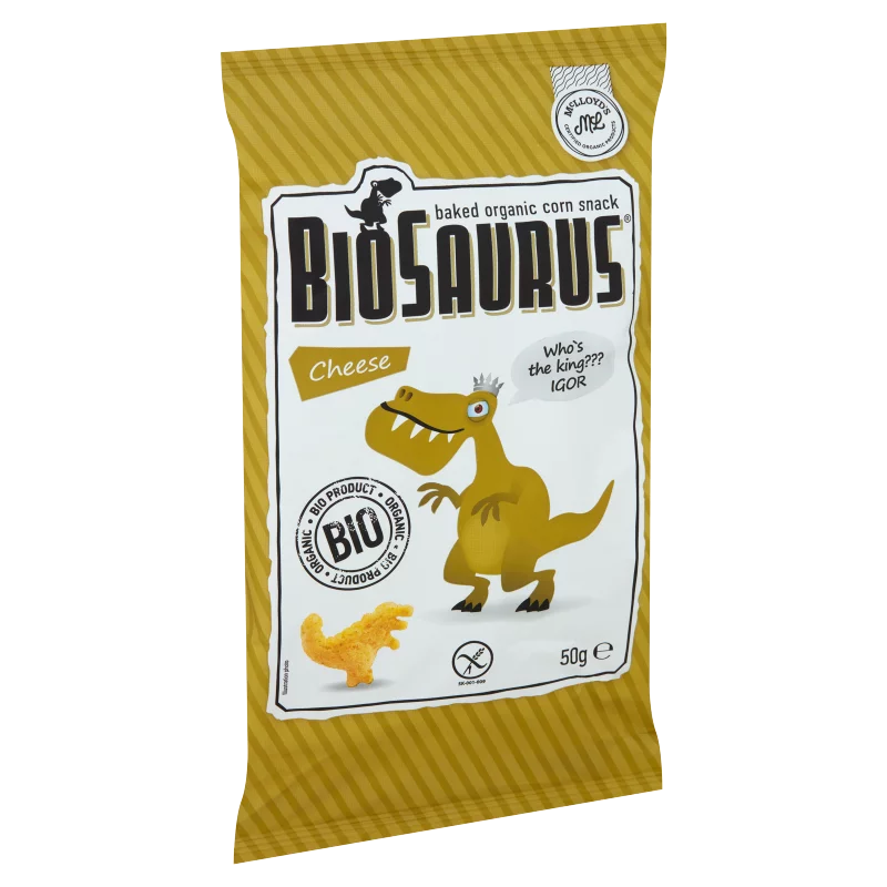 BioSaurus BIO sajtos ízű extrudált kukoricás snack 50 g