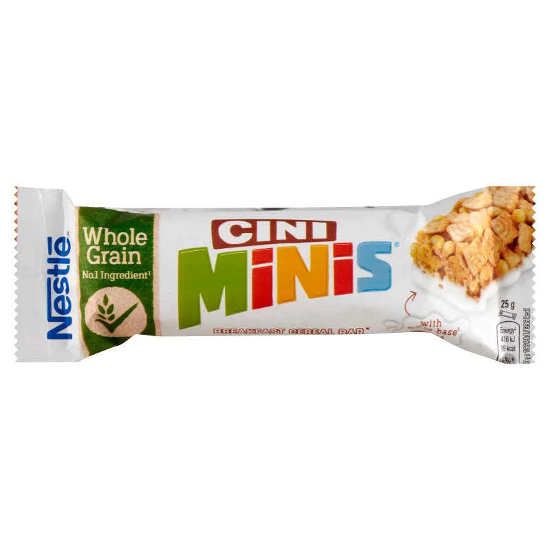 Nestlé Cini Minis fahéjas gabonapehely-szelet tejbevonó talppal vitaminokkal és kalciummal 25 g 