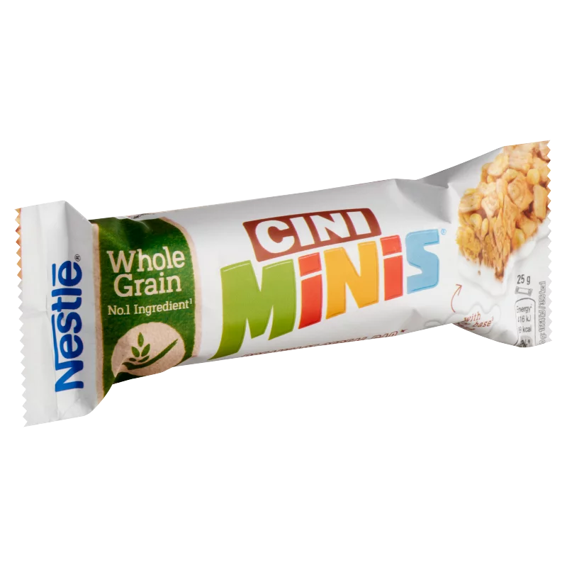 Nestlé Cini Minis fahéjas gabonapehely-szelet tejbevonó talppal vitaminokkal és kalciummal 25 g 