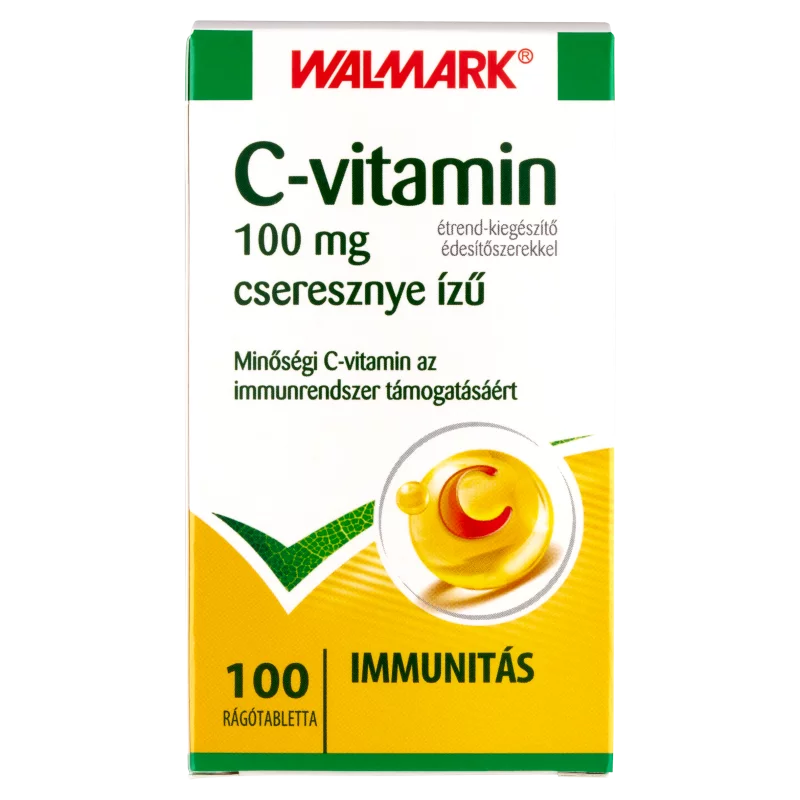 Walmark C-vitamin 100 mg cseresznye ízű étrend-kiegészítő rágótabletta édesítőszerekkel 100 db 31 g