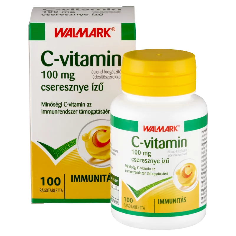Walmark C-vitamin 100 mg cseresznye ízű étrend-kiegészítő rágótabletta édesítőszerekkel 100 db 31 g