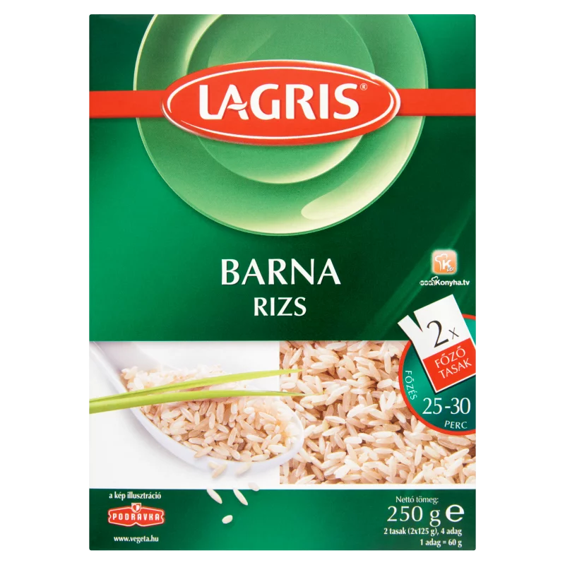 Lagris hosszú szemű barna rizs főzőtasakban 2 x 125 g