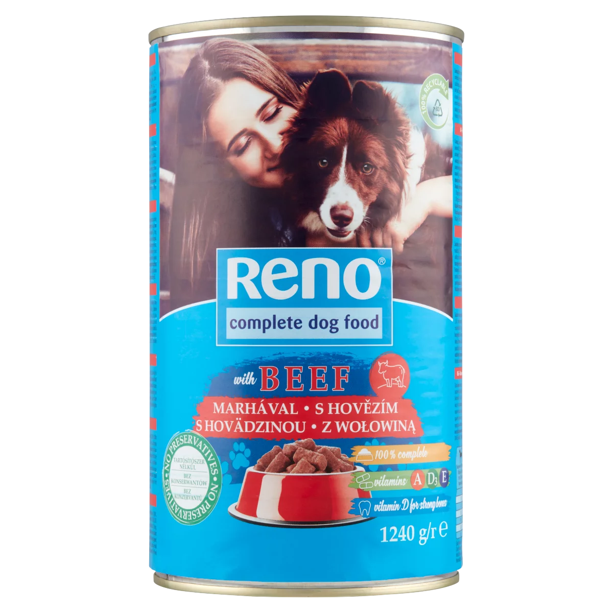 Reno teljes értékű állateledel felnőtt kutyák számára marhával szószban 1240 g