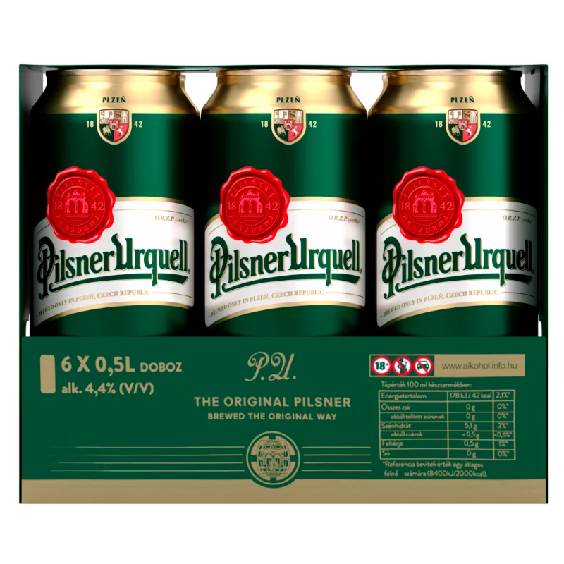 Pilsner Urquell Multipack minőségi világos sör 4,4% 6 x 0,5 l