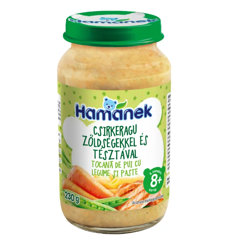 Hamánek bébiétel 230g csirkeragu zöldségekkel tésztával menü 8hó+
