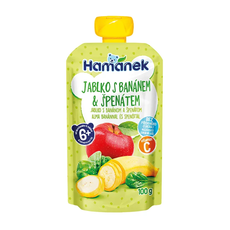 Hamánek bébi desszert 100g alma banán spenót tasakos 6hó+