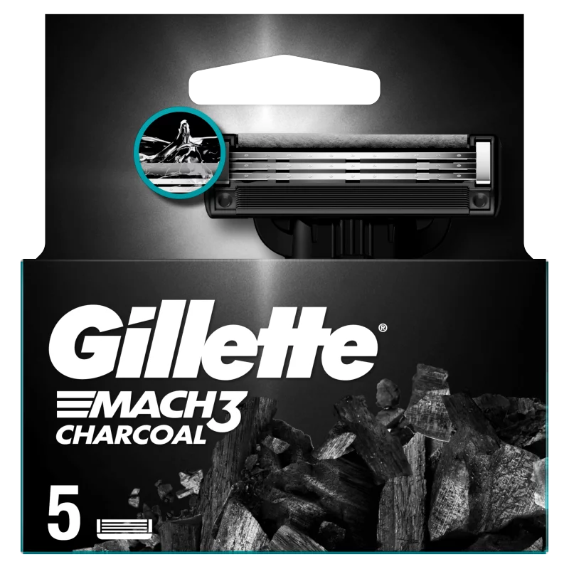 Gillette Mach3 Charcoal Borotvabetétek Férfiaknak, , 5 db Borotvabetét