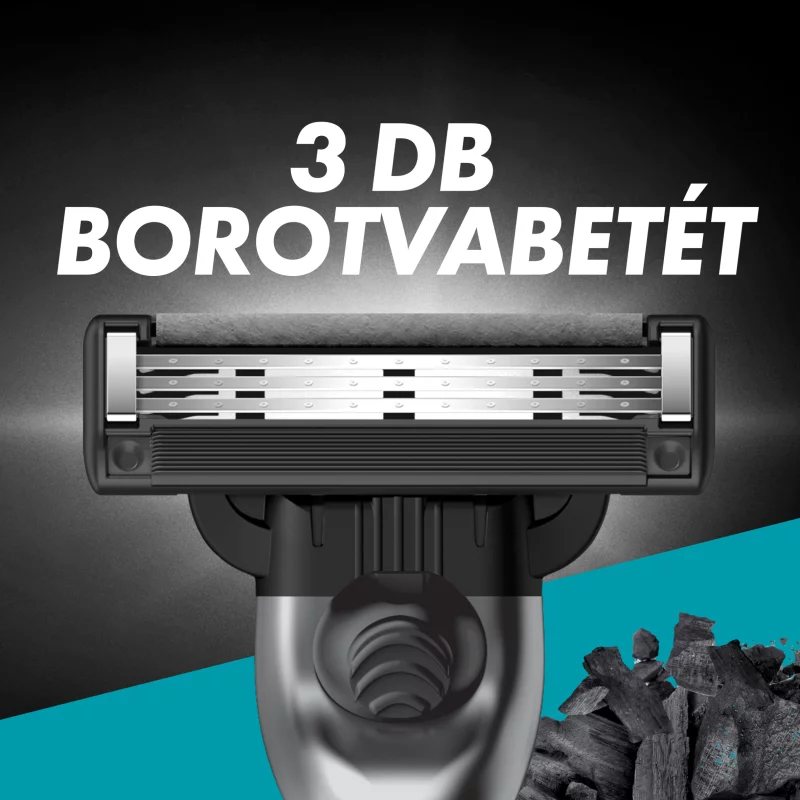 Gillette Mach3 Charcoal Borotvabetétek Férfiaknak, , 5 db Borotvabetét