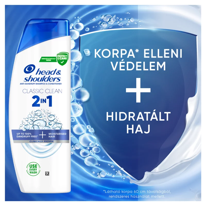 Head & Shoulders Classic Clean 2az1-ben korpásodás elleni sampon 330ml. Friss tiszta Illat