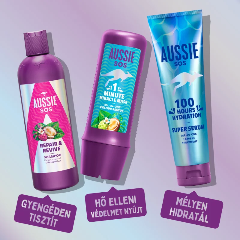 Aussie SOS 1 Minute Miracle Colour Mentő Pakolás 250ml Száraz, Festett Haj Táplálására