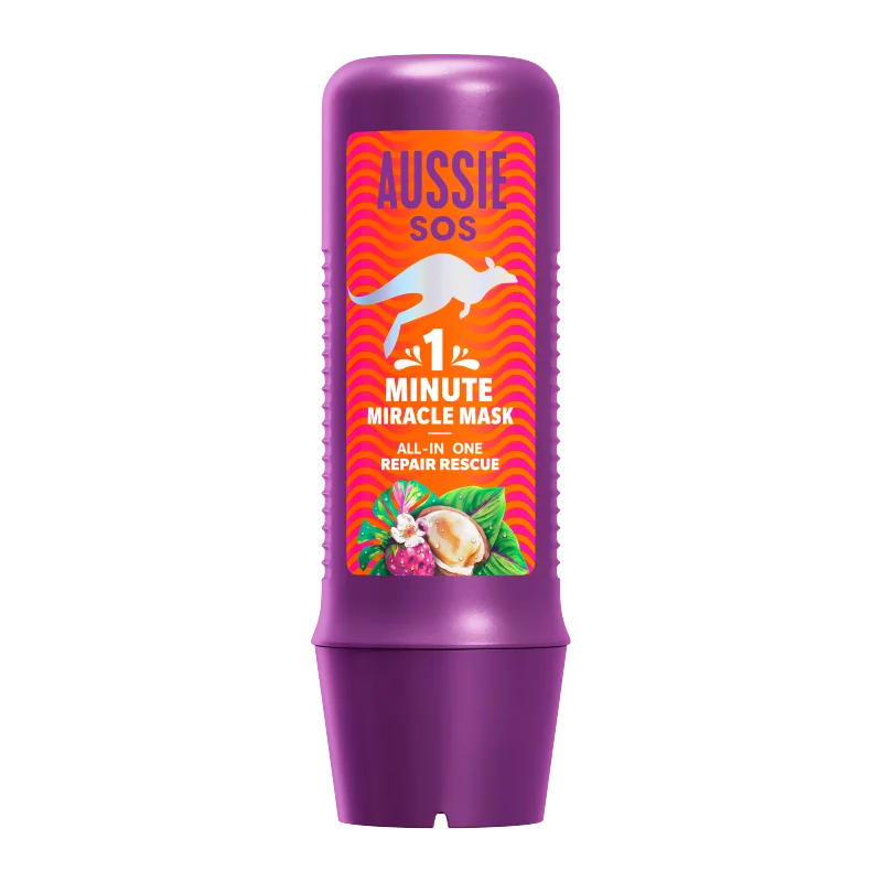 Aussie SOS 1 Minute Miracle Repair Megmentő Pakolás 250ml Károsodott Haj Mélytáplásására
