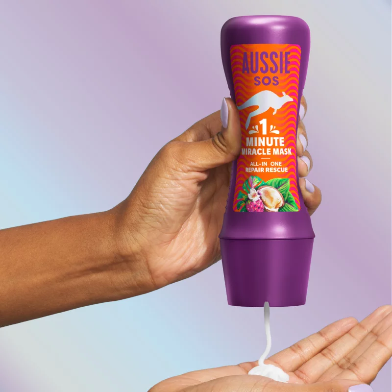 Aussie SOS 1 Minute Miracle Repair Megmentő Pakolás 250ml Károsodott Haj Mélytáplásására