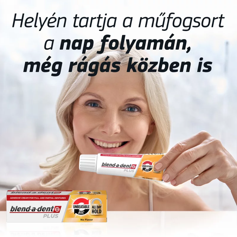 Blend-a-dent Plus Unbeatable Bite Műfogsorrögzítő Krém Teljes és Részleges Műfogsorokhoz, 40 ml