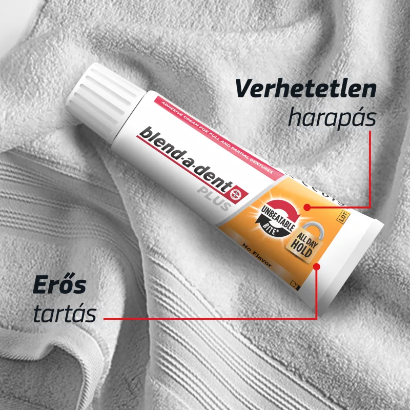 Blend-a-dent Plus Unbeatable Bite Műfogsorrögzítő Krém Teljes és Részleges Műfogsorokhoz, 40 ml
