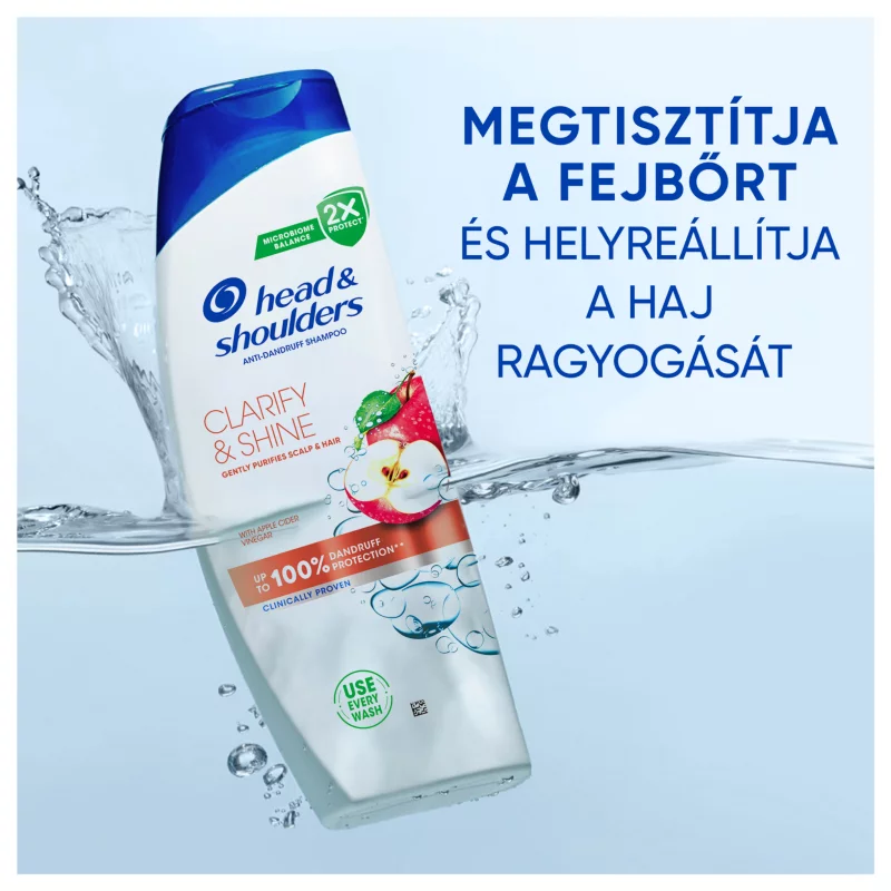 Head & Shoulders Clarify & Shine korpásodás elleni sampon 400ml. Almaecettel