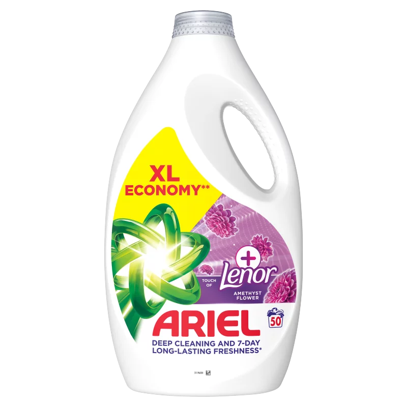 Ariel Folyékony Mosószer, 50 Mosáshoz, + Touch Of Lenor Amethyst Flower