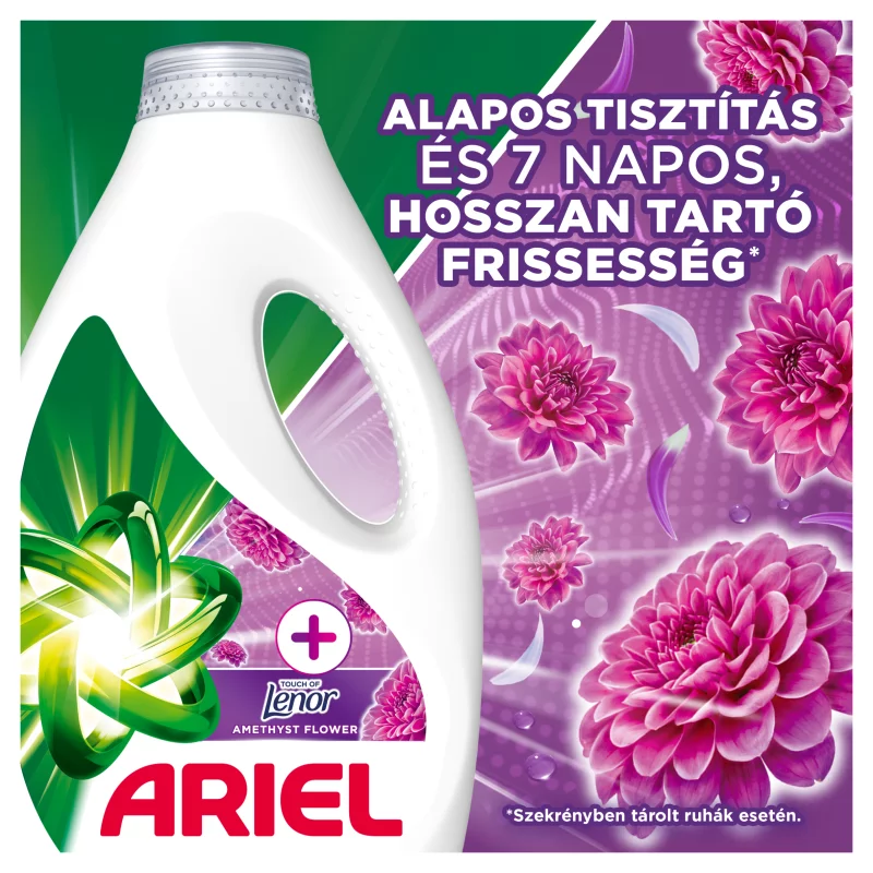 Ariel Folyékony Mosószer, 30 Mosáshoz, + Touch Of Lenor Amethyst Flower