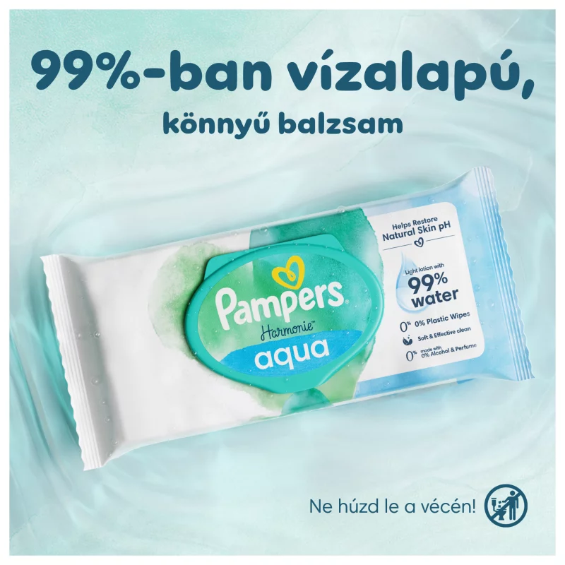 Pampers Harmonie Aqua Nedves Törlőkendő, 3 Csomag = 144 db