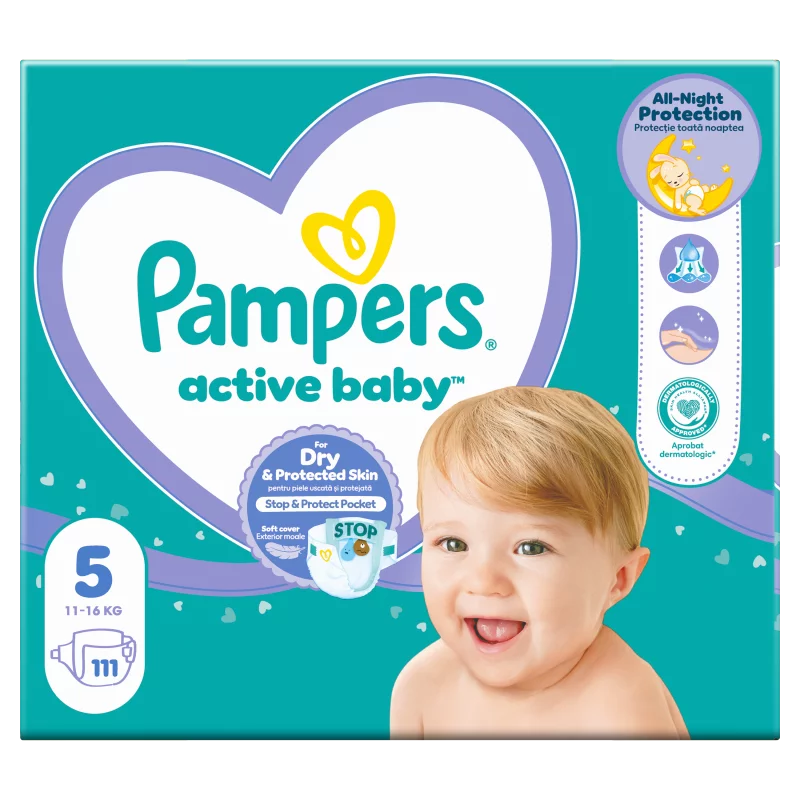 Pampers Active Baby Pelenka, Méret: 5, 111 db Pelenka, 11kg-16kg