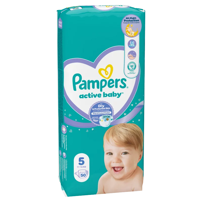 Pampers Active Baby Pelenka, Méret: 5, 50 db Pelenka, 11kg-16kg