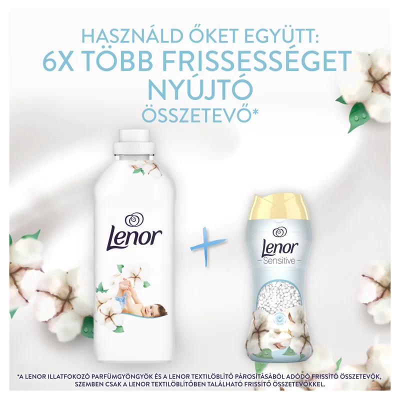 Lenor  Textilöblítő 118 Mosáshoz, Sensitive Cotton Fresh