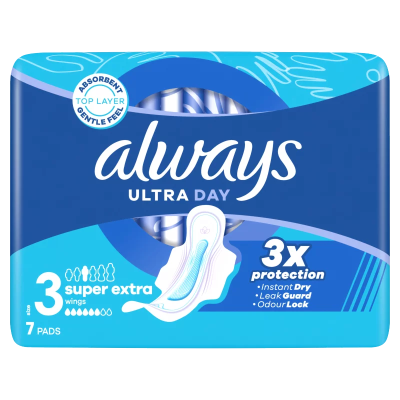 Always Ultra Super Extra Egészségügyi Betét (3-as Méret) Szárnyas Betét x 7]