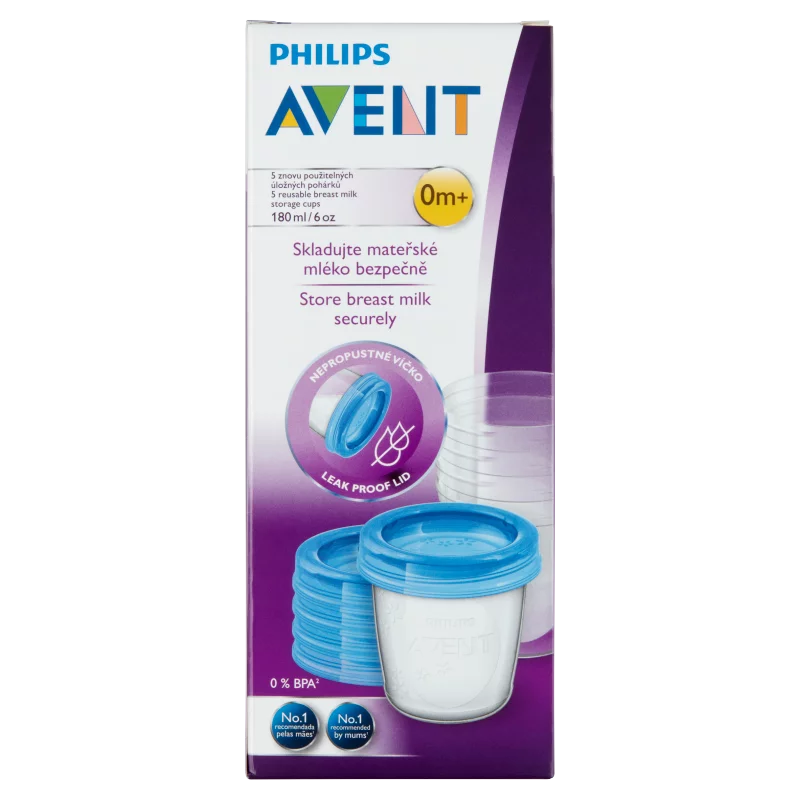 Philips Avent 180 ml-es anyatejtároló poharak 0 hónapos kortól 5 db