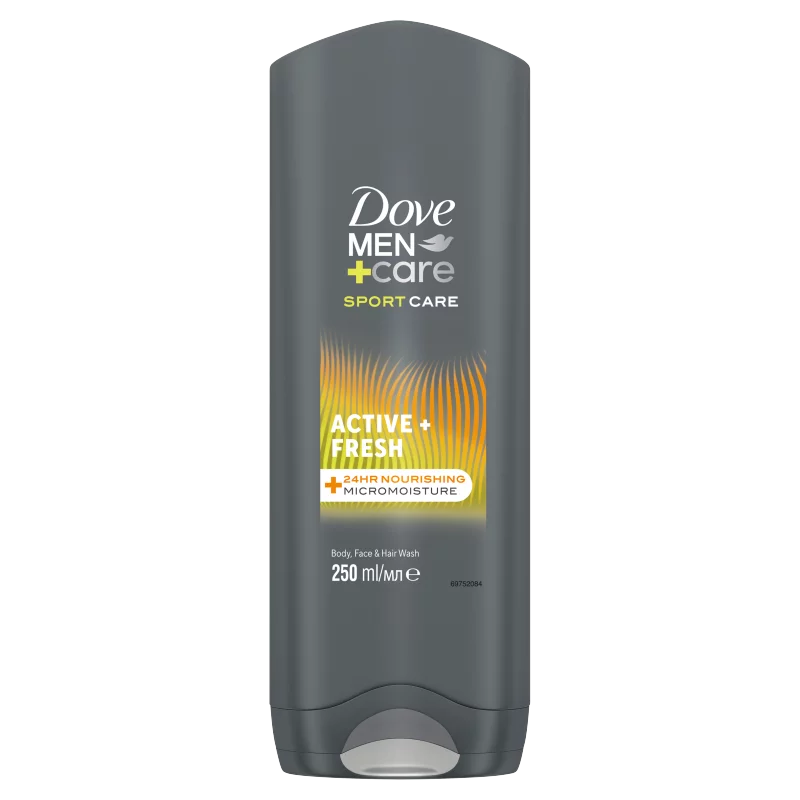 Dove Men+Care Sport Care Active+Fresh tusfürdő testre, arcra, hajra 250 ml