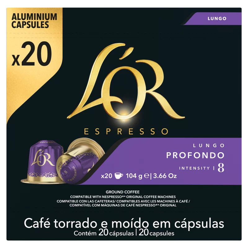 L'OR Espresso Lungo Profondo őrölt-pörkölt kávé kapszulában 20 db 104 g 