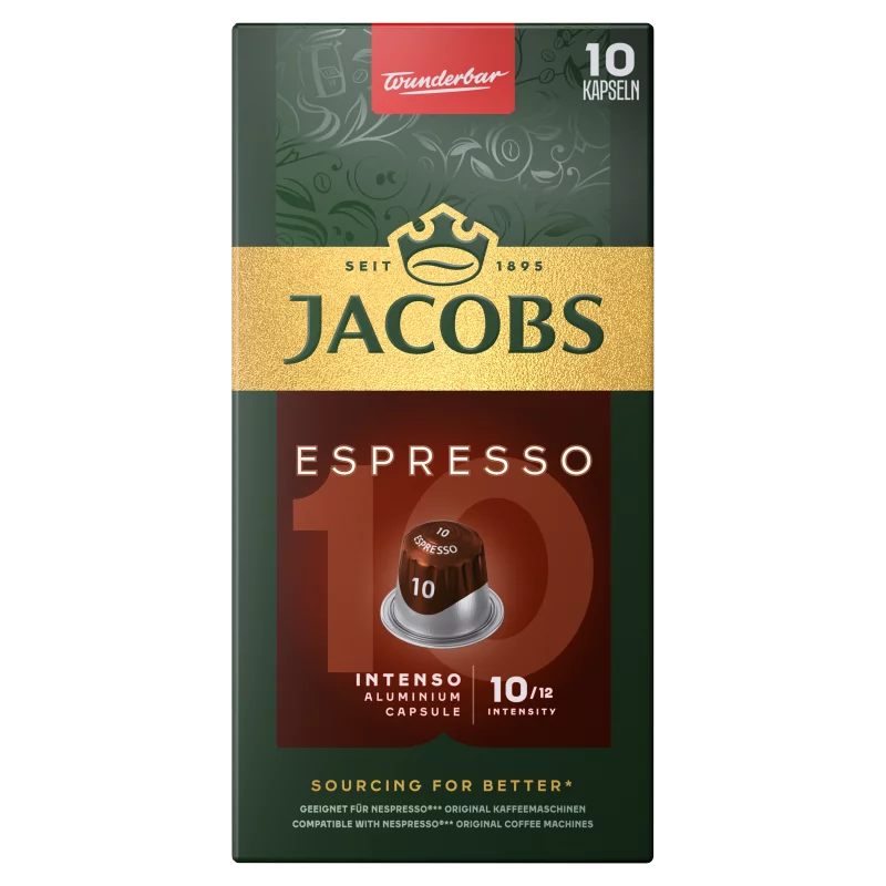Jacobs Espresso Intenso őrölt-pörkölt kávé kapszulában 10 db 52 g