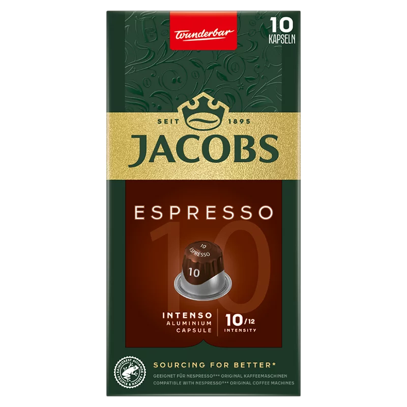 Jacobs Espresso Intenso őrölt-pörkölt kávé kapszulában 10 db 52 g