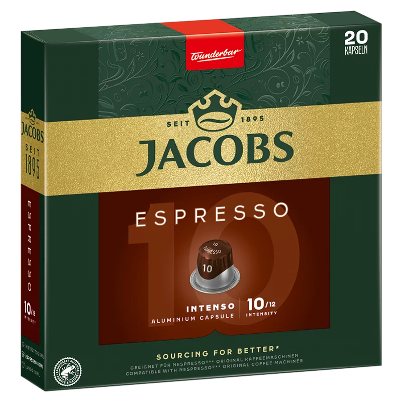 Jacobs Espresso Intenso őrölt-pörkölt kávé kapszulában 20 db 104 g