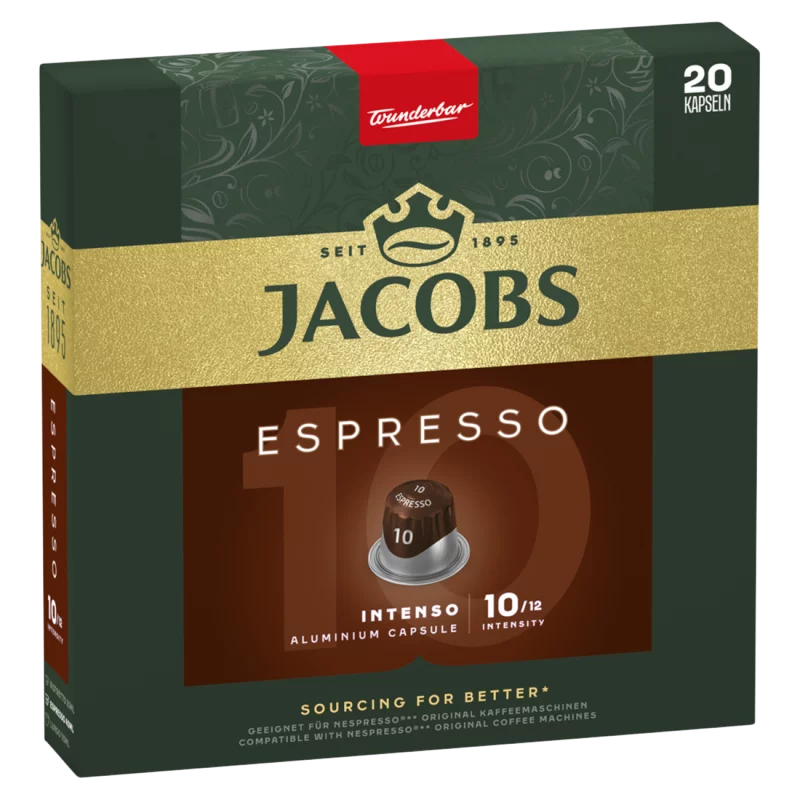 Jacobs Espresso Intenso őrölt-pörkölt kávé kapszulában 20 db 104 g