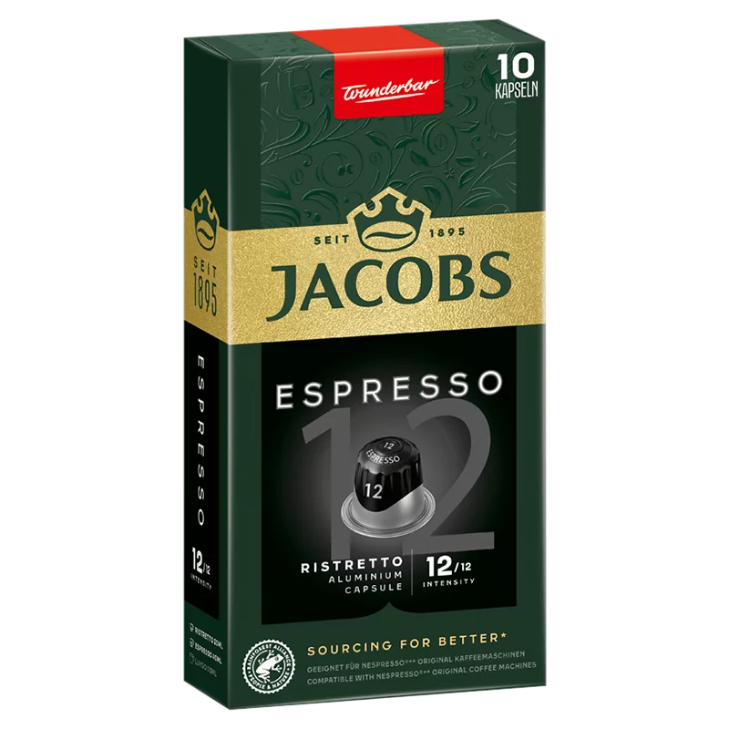 Jacobs Espresso Ristretto őrölt-pörkölt kávé kapszulában 10 db 52 g