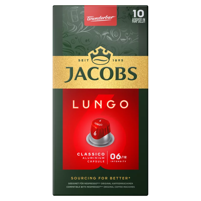 Jacobs Lungo Classico őrölt-pörkölt kávé kapszulában 10 db 52 g