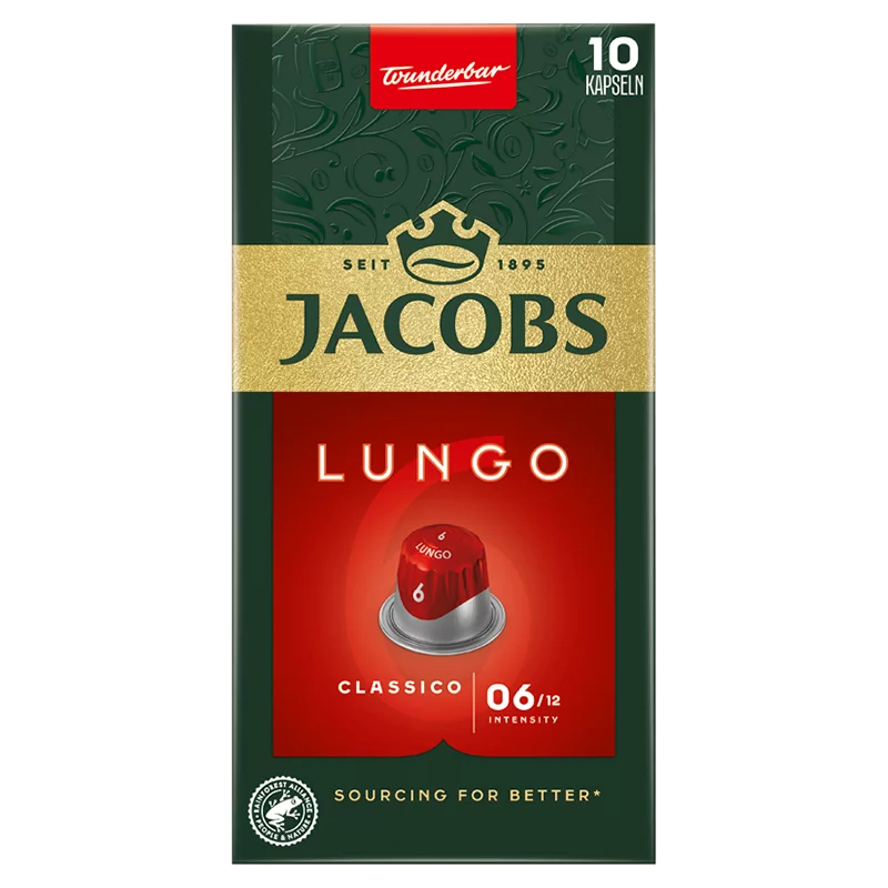 Jacobs Lungo Classico őrölt-pörkölt kávé kapszulában 10 db 52 g