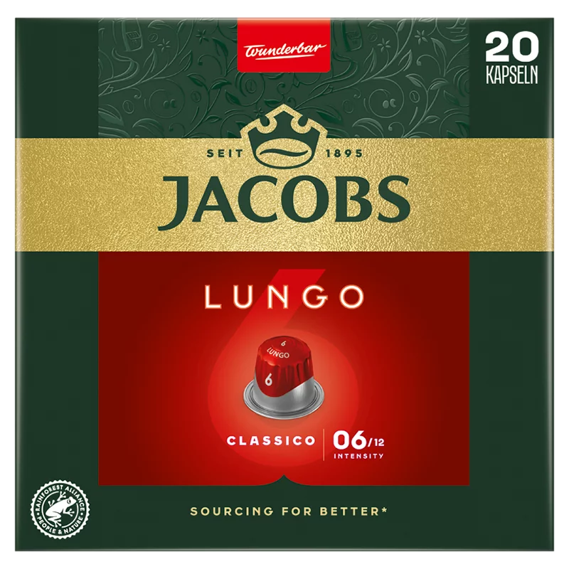 Jacobs Lungo Classico őrölt-pörkölt kávé kapszulában 20 db 104 g
