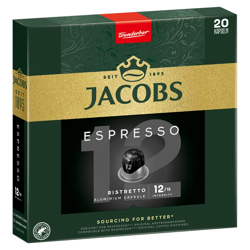Jacobs Espresso Ristretto őrölt-pörkölt kávé kapszulában 20 db 104 g