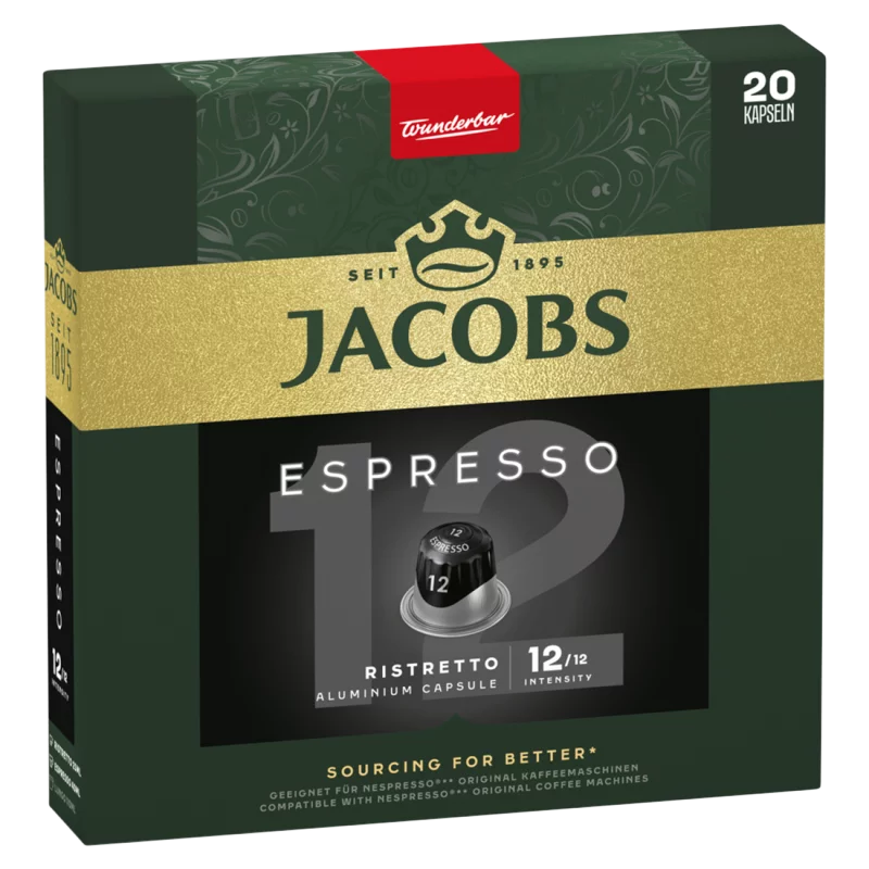 Jacobs Espresso Ristretto őrölt-pörkölt kávé kapszulában 20 db 104 g