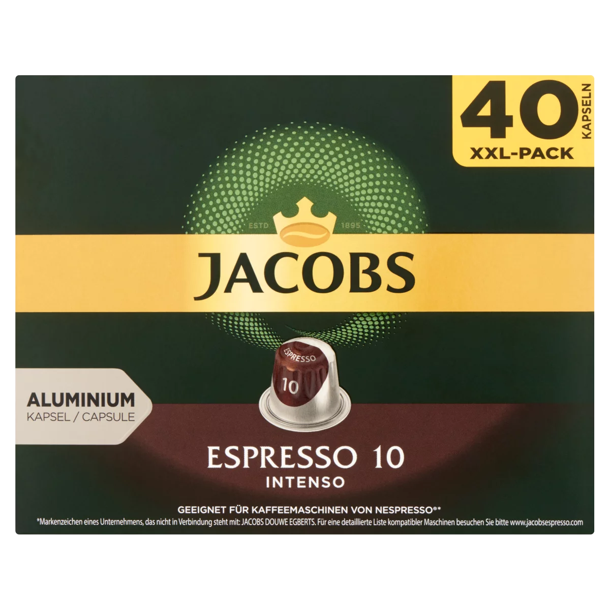 Jacobs Espresso 10 Intenso őrölt-pörkölt kávé kapszulában 40 db 208 g