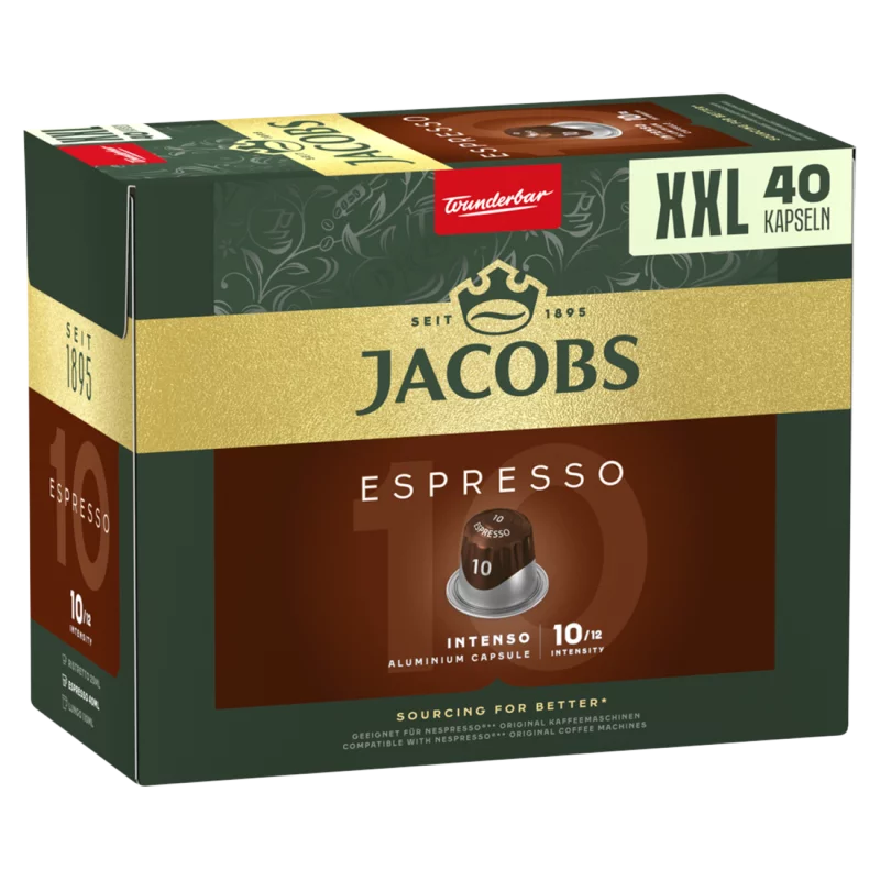 Jacobs Espresso Intenso őrölt-pörkölt kávé kapszulában 40 db 208 g