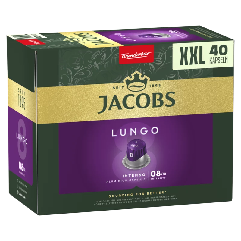 Jacobs Lungo Intenso őrölt-pörkölt kávé kapszulában 40 db 208 g